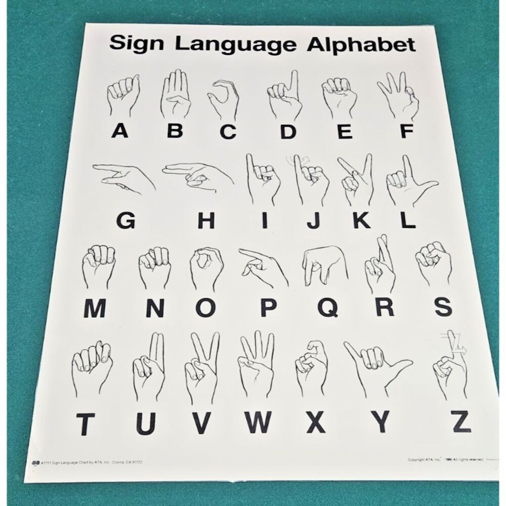 VTG 1986 American Sign Language Alphabet ASL Classroom Hearing Impaired ATA